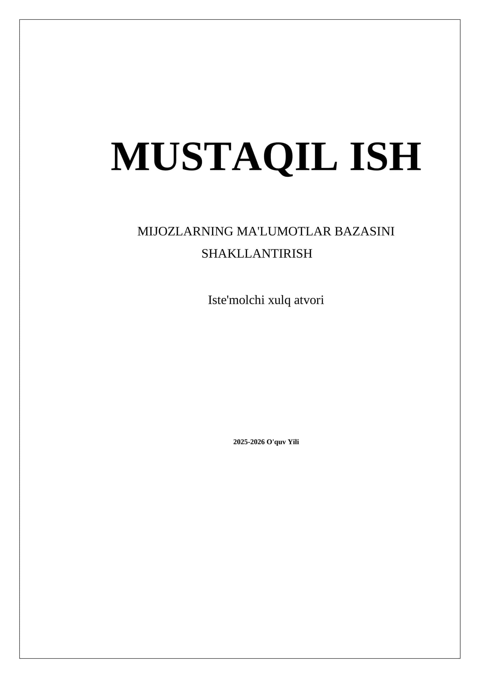 Mijozlarning ma'lumotlar bazasini shakllantirish 1