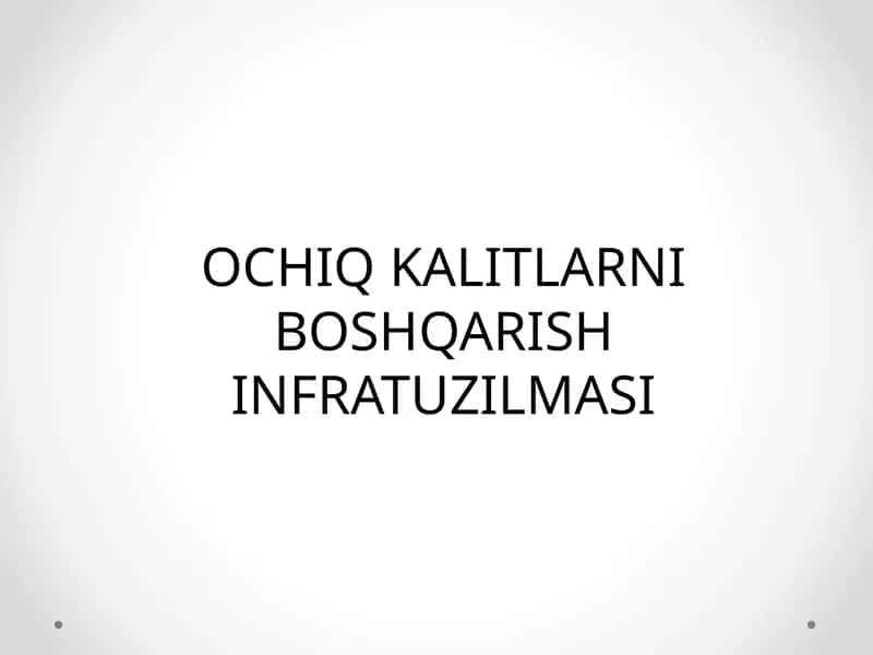 OCHIQ KALITLARNI BOSHQARISH INFRATUZILMASI 1