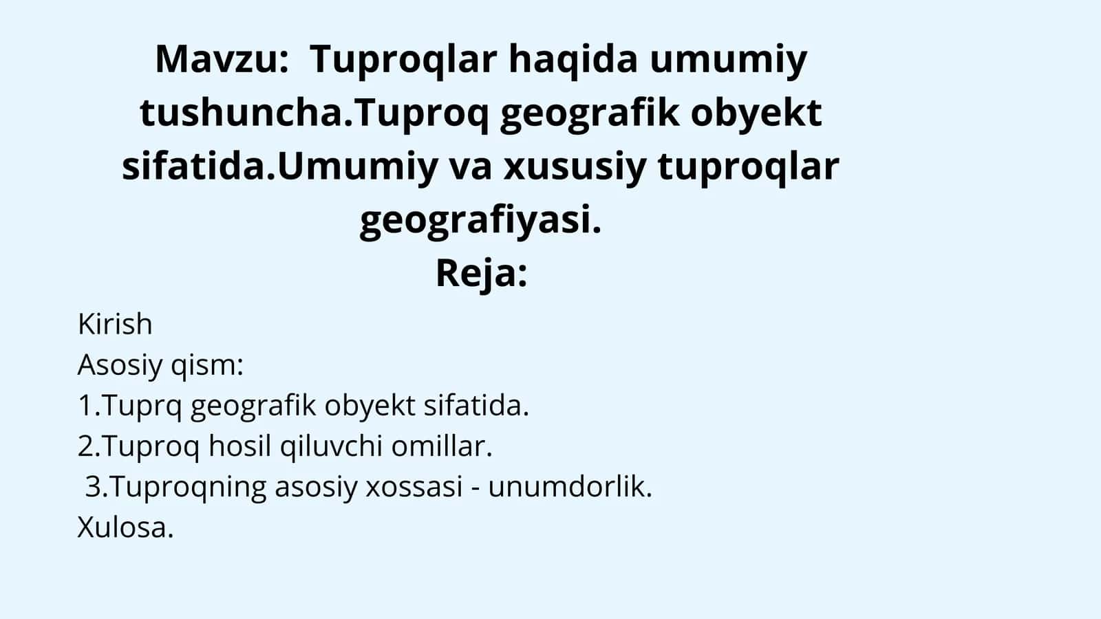 Tuproqlar haqida umumiy tushuncha 1