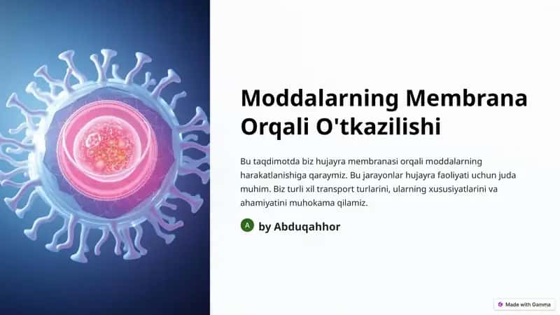 Moddalarning Membrana Orqali O'tkazilishi 1