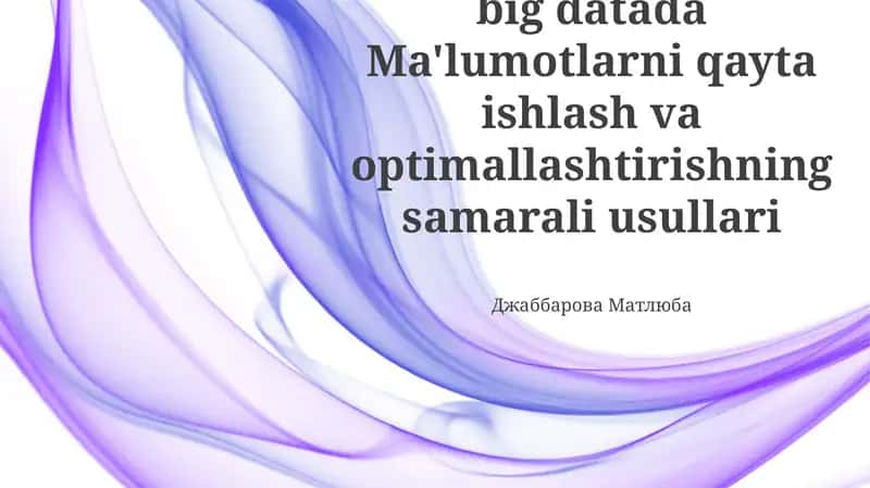 Ma'lumotlarni optimallashtirish usullari 1