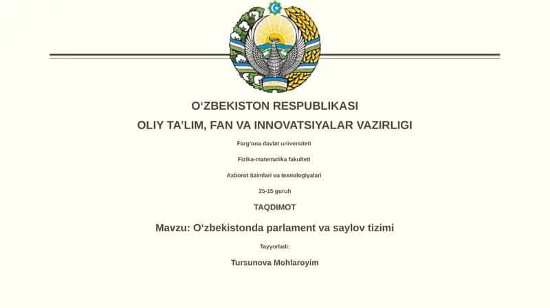 Oʻzbekistonda parlament va saylov tizimi 1