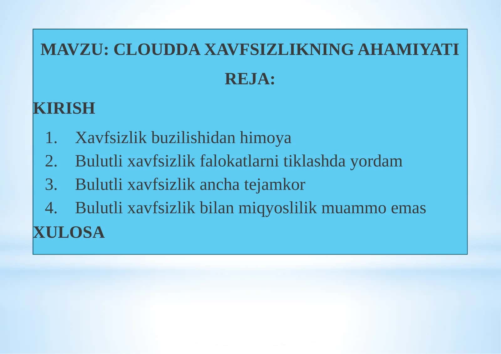 Cloud Haqida Xavfsizlik 1