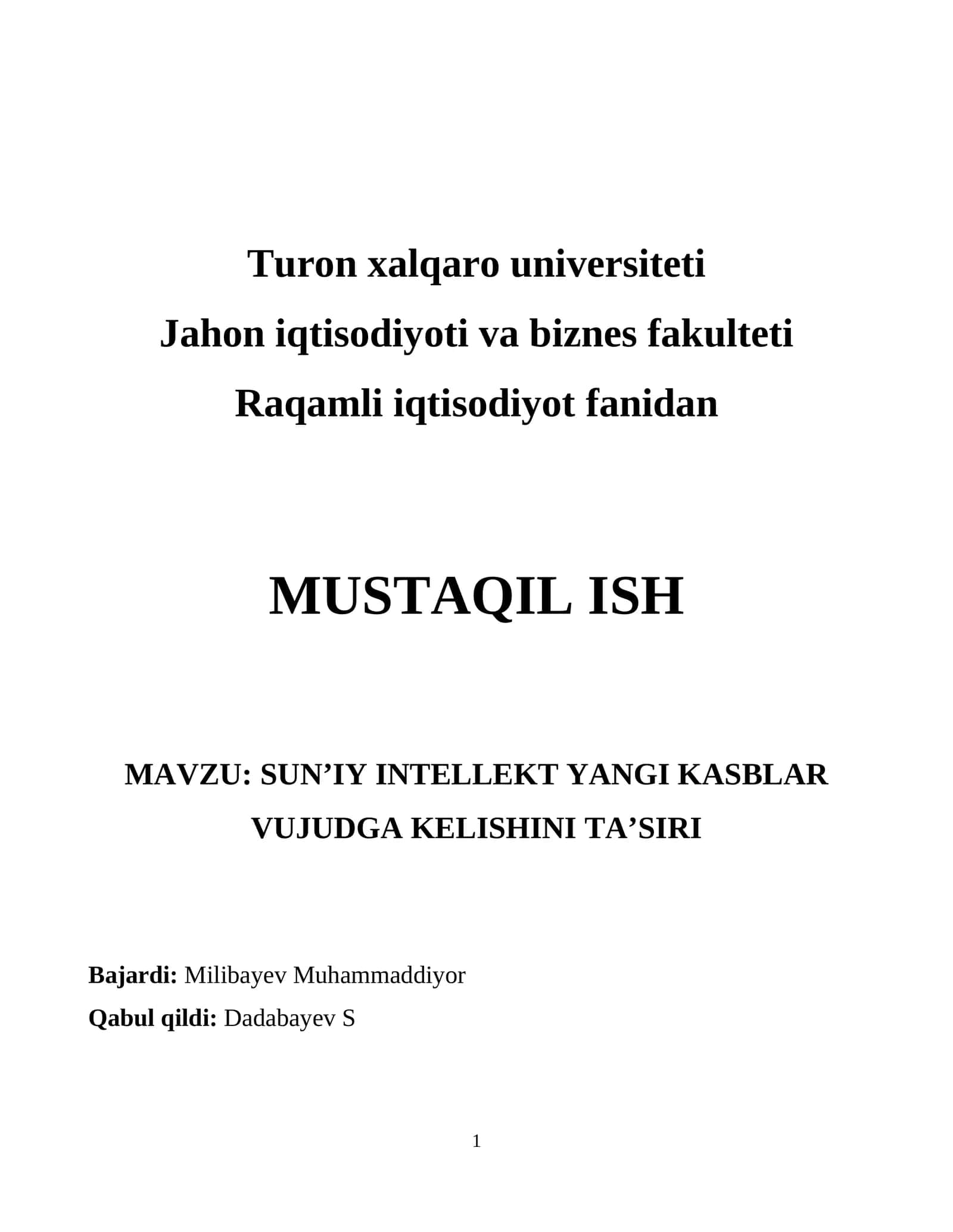 SUN’IY INTELLEKT YANGI KASBLAR VUJUDGA KELISHINI TA’SIRI 1