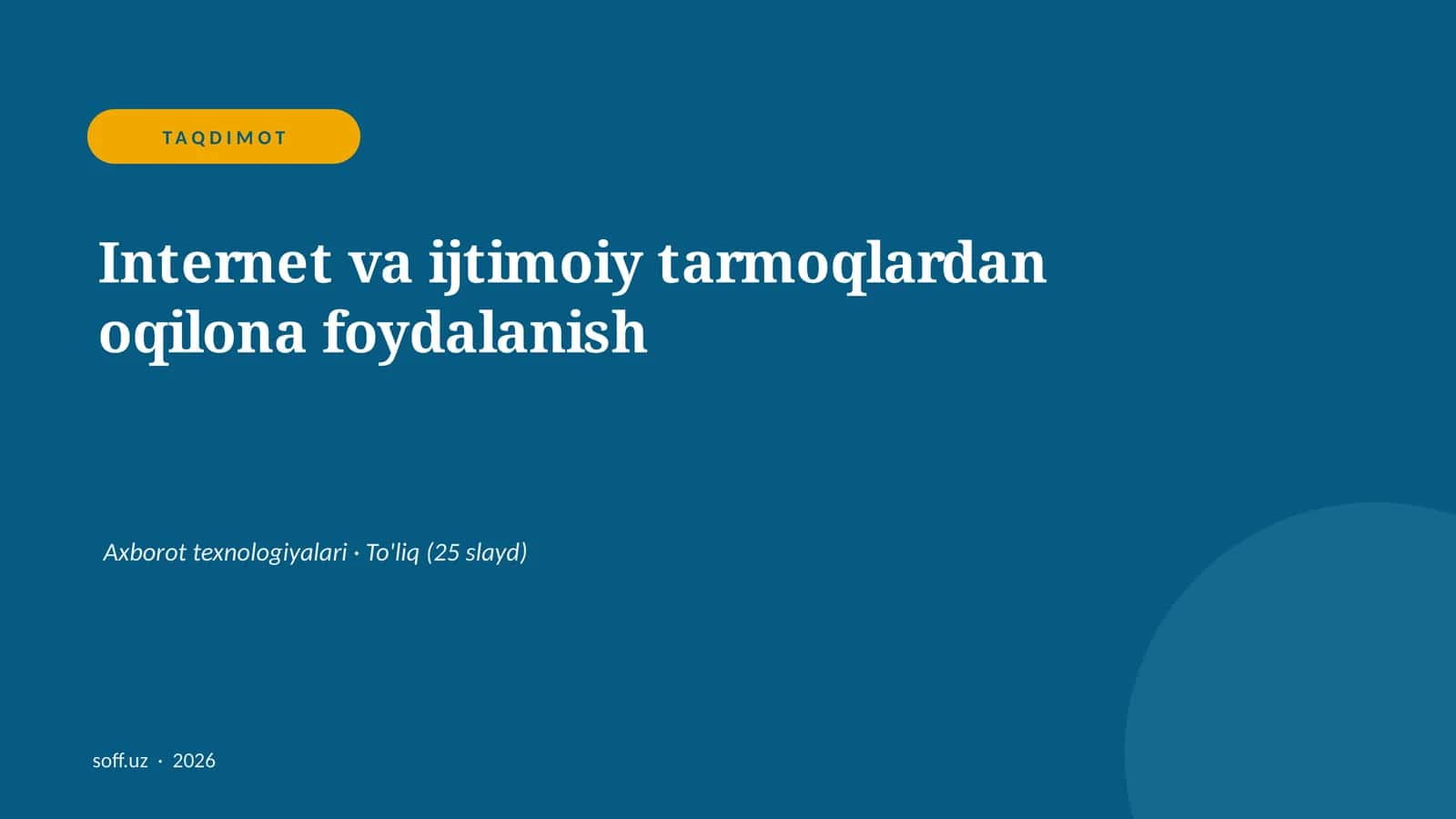 Internet va ijtimoiy tarmoqlardan oqilona foydalanish 1