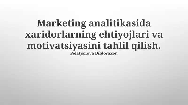 Marketing analitikasi 1