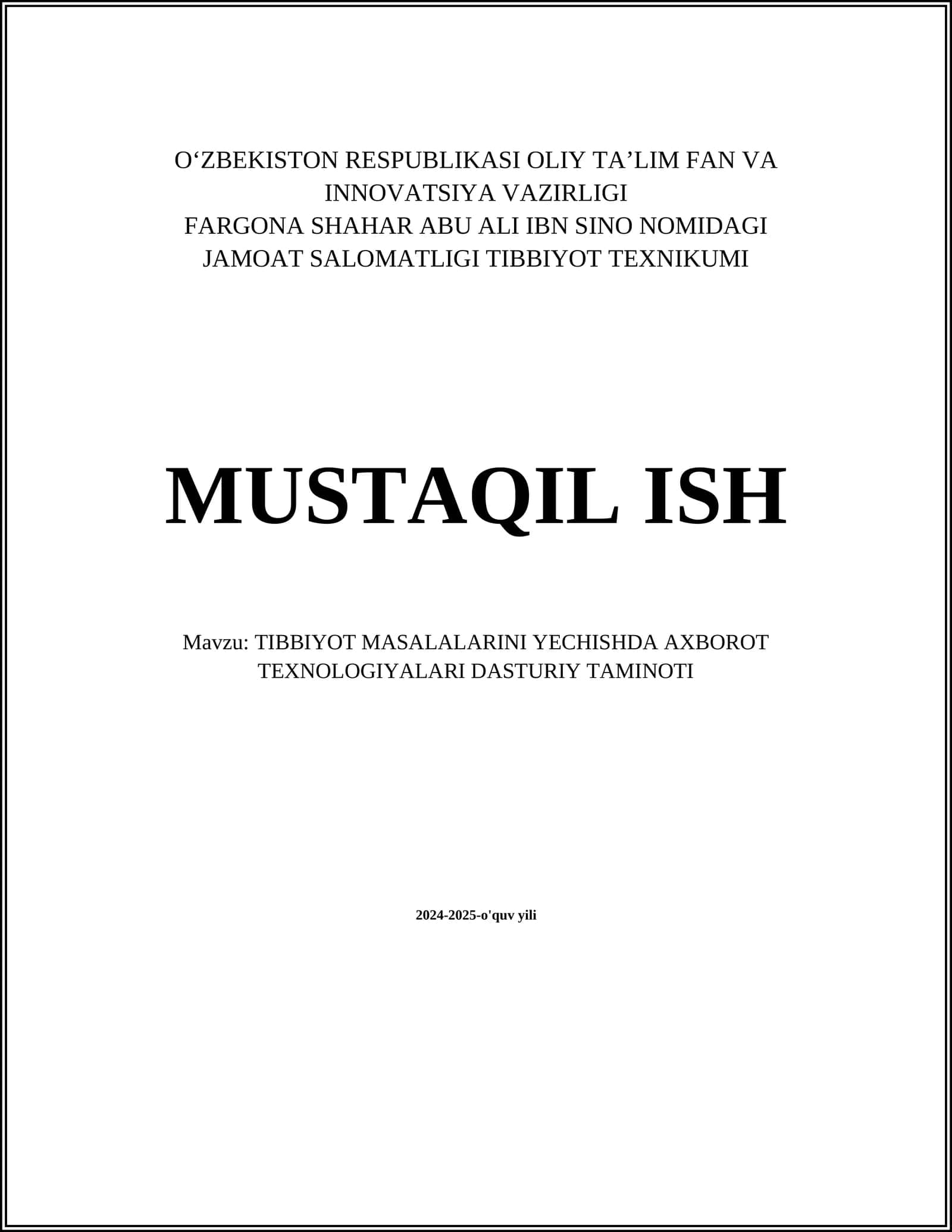 Tibbiyotda axborot texnologiyalari 1