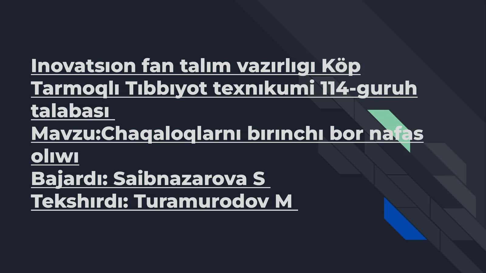 Chaqaloqlarnı bırınchı bor nafas olıwı 1