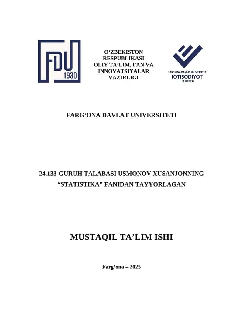 ekonometrikadan mustaqil ish 1