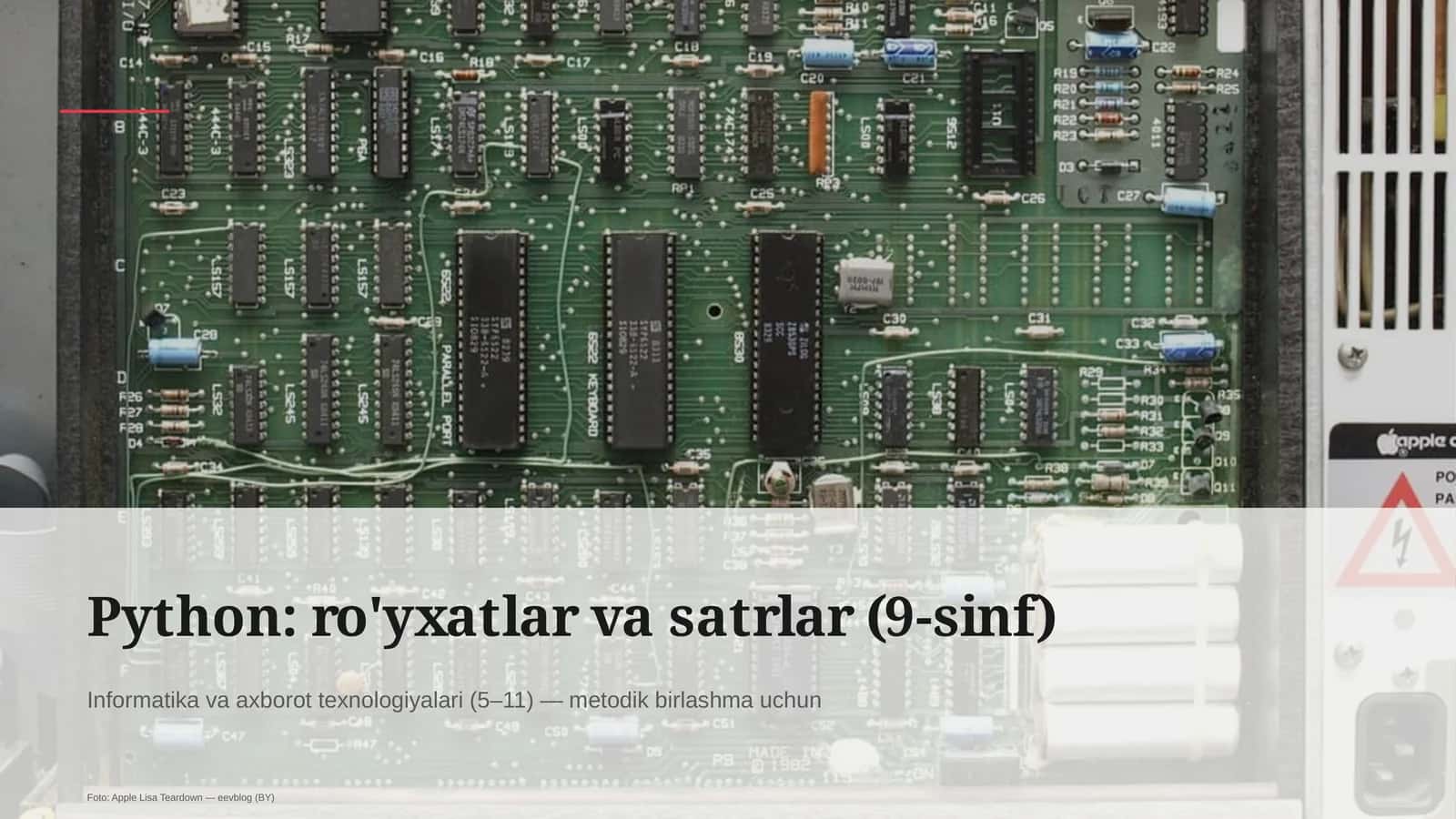 Python: ro'yxatlar va satrlar (9-sinf) 1