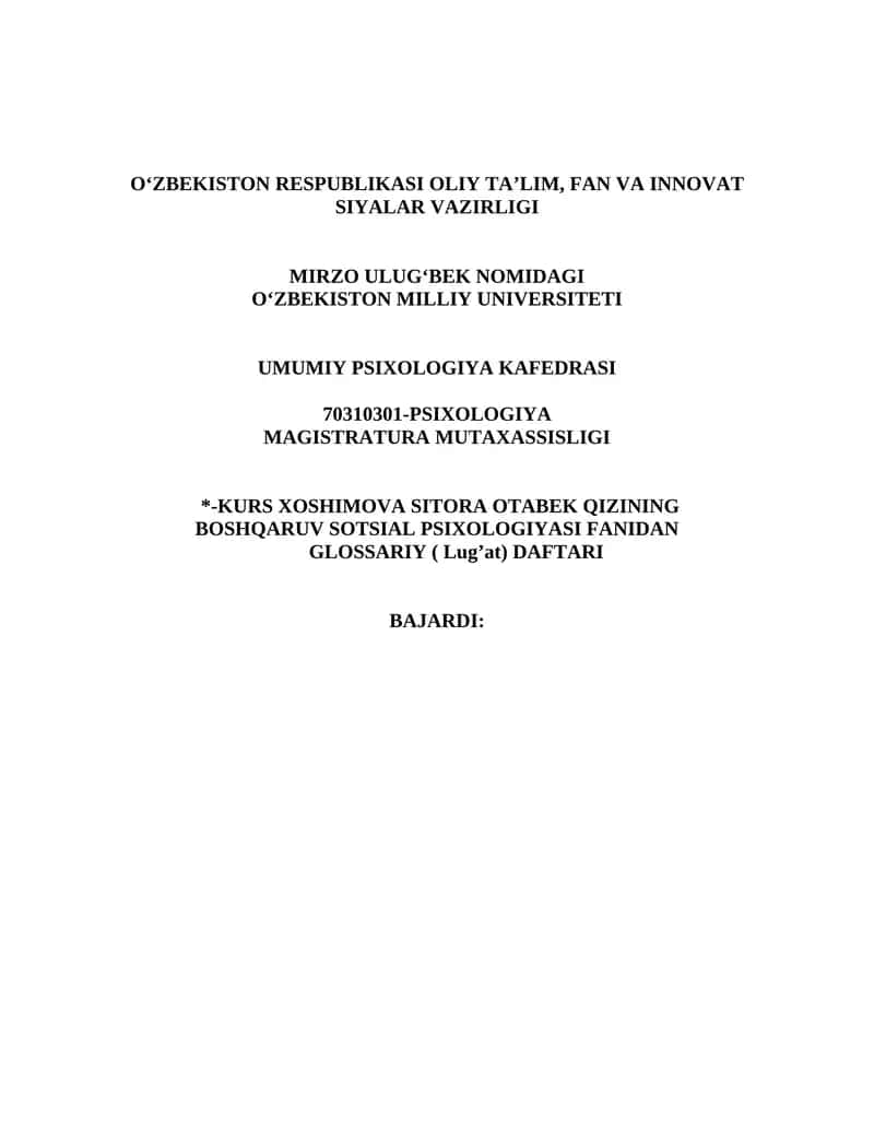 Boshqaruv psixologiyasi bo‘yicha glossariy 1