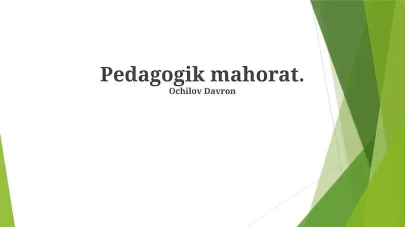Pedagogik mahorat 1