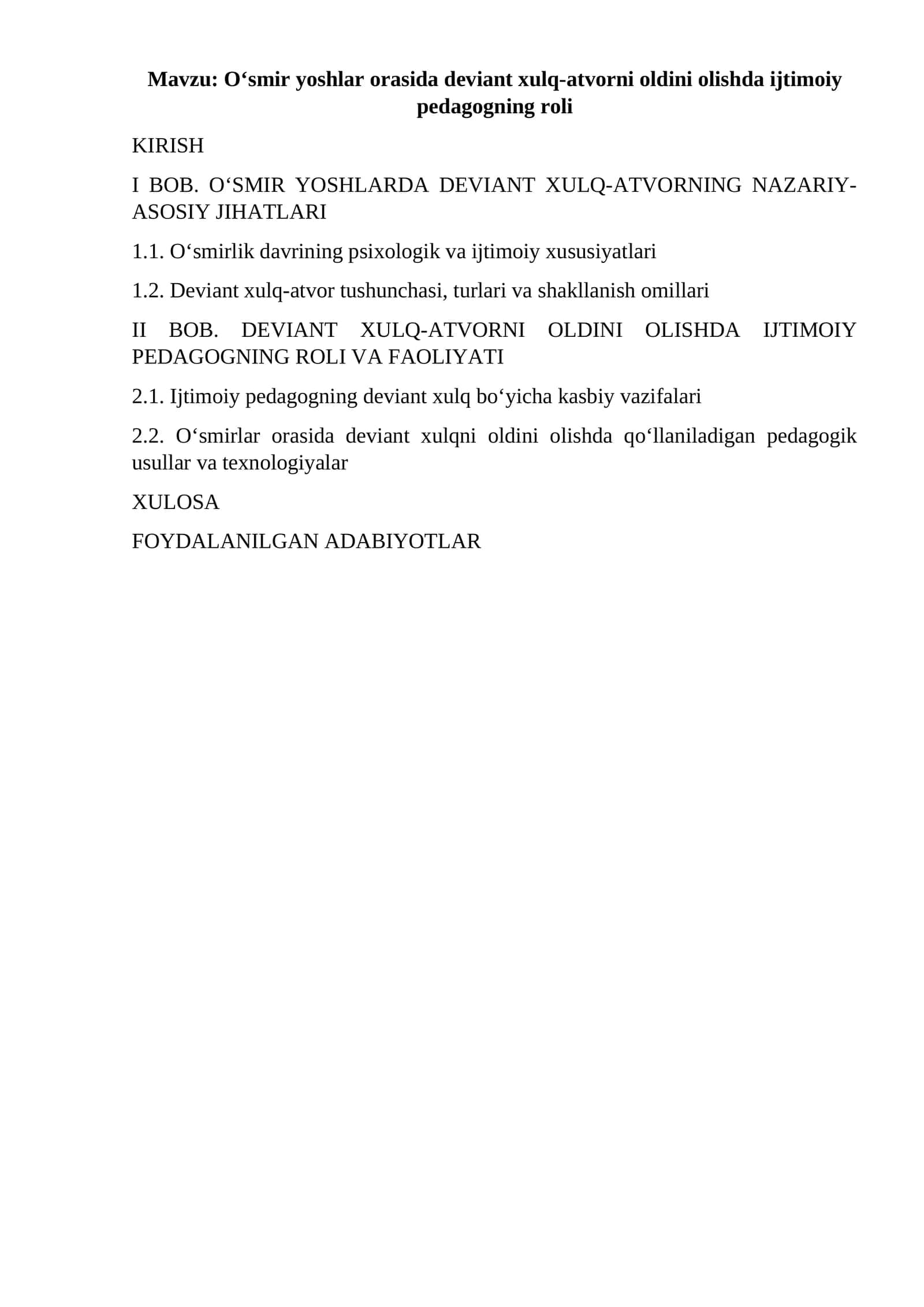 O‘smir yoshlar orasida deviant xulq-atvorni oldini olishda ijtimoiy pedagogning roli 1