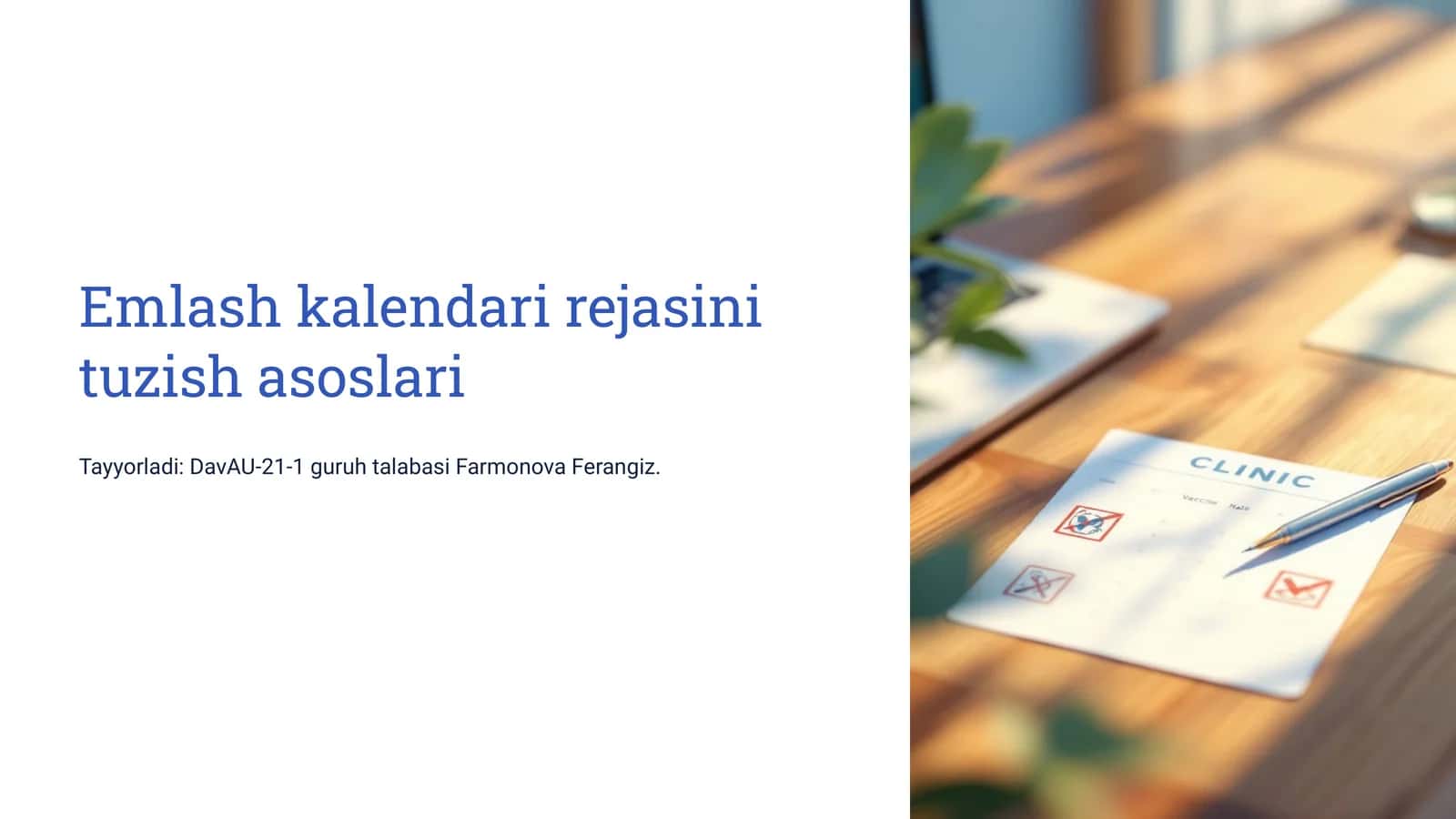Emlash kalendari rejasini tuzish asoslari 1
