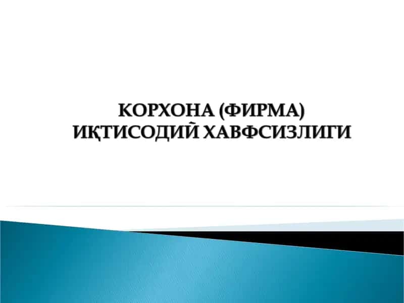 Корхона (фирма) хавфсизлиги 1