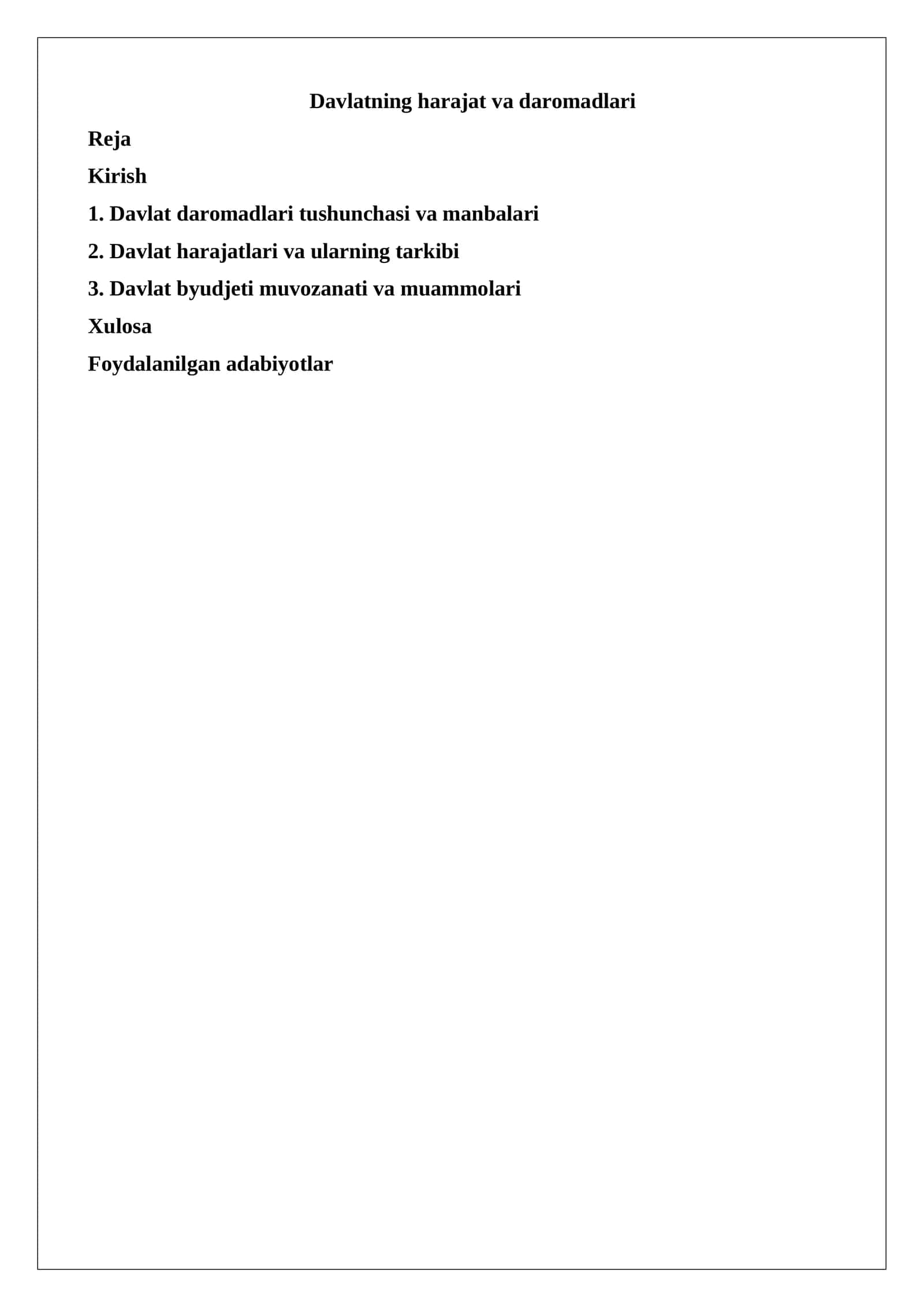 Davlatning harajat va daromadlari 1