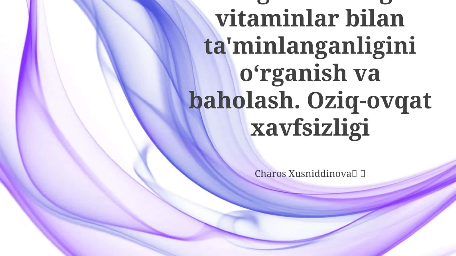 Vitaminlar ta'minotini baholash va ahamiyati 1