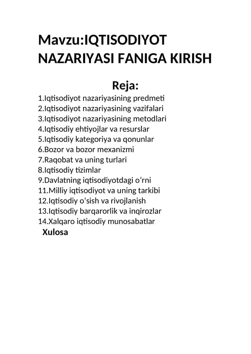 IQTISODIYOT NAZARIYASI FANIGA 1