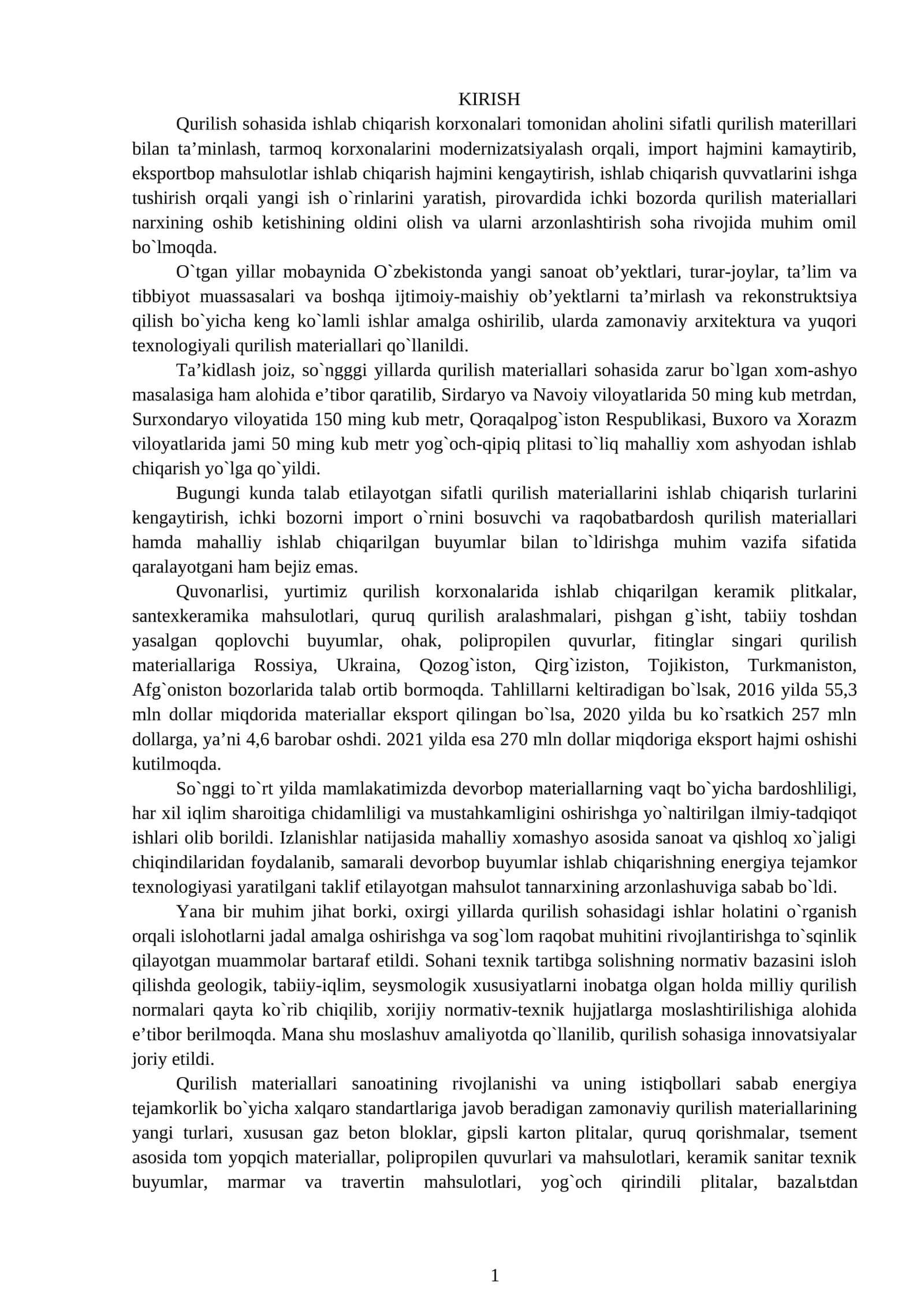 Qurilish Materiallari Yaratish 1