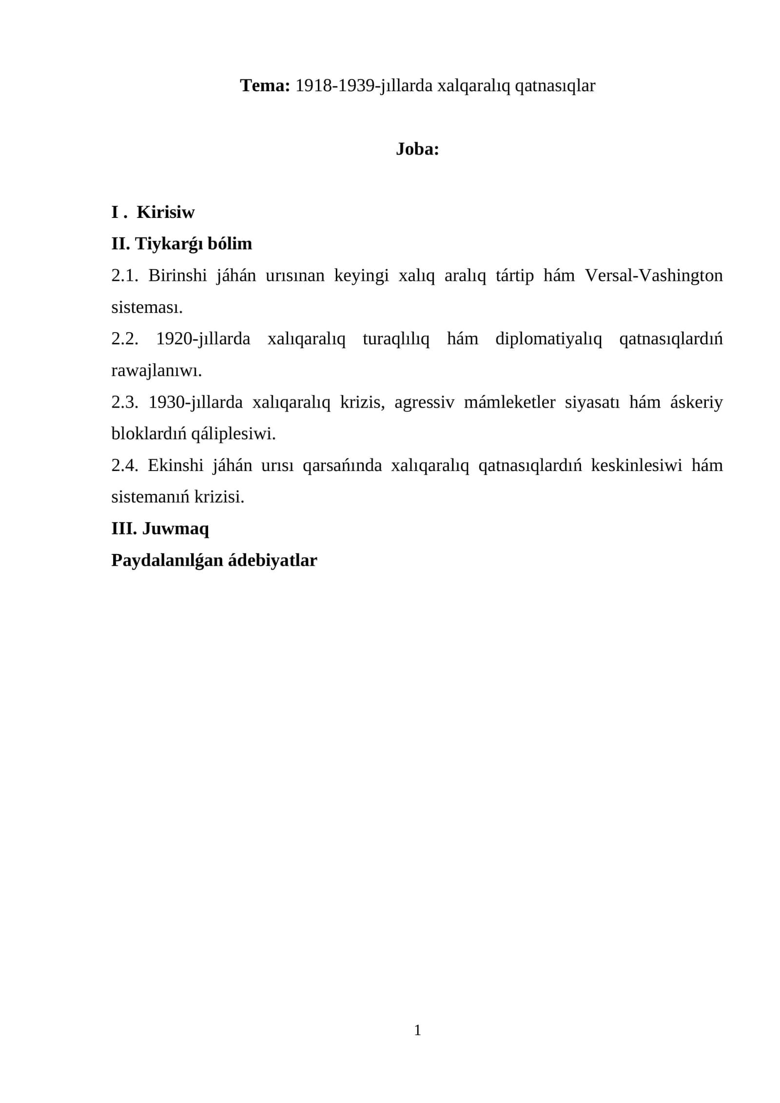 1918-1939-jıllarda xalqaralıq qatnasıqlar 1
