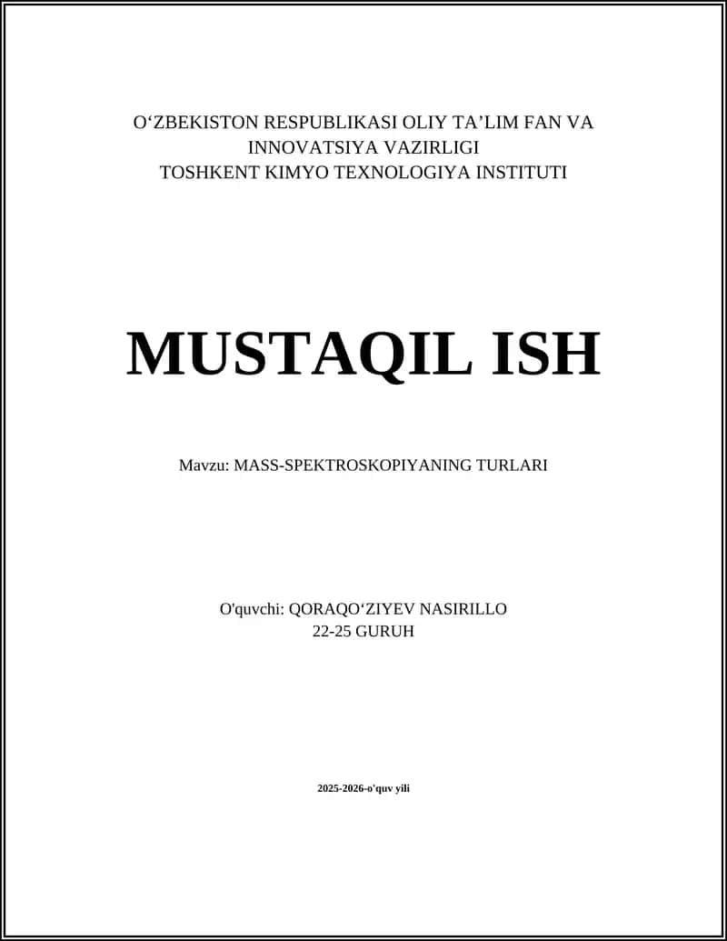 MASS-SPEKTROSKOPIYANING TURLARI 1
