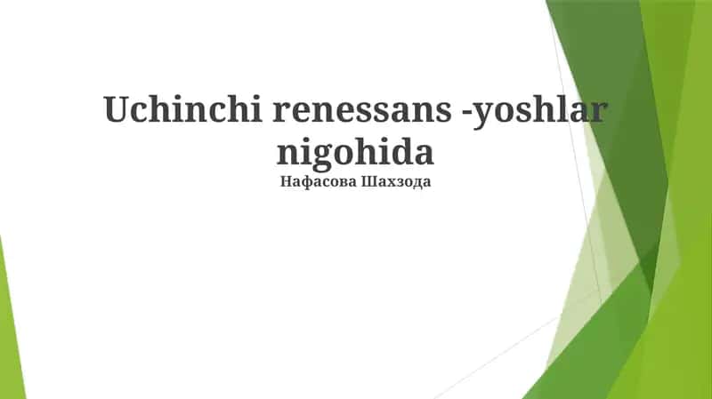 Uchinchi renessans - yoshlar nigohida 1