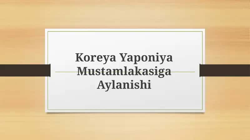 Koreya Yaponiya Mustamlakasiga Aylanishi 1
