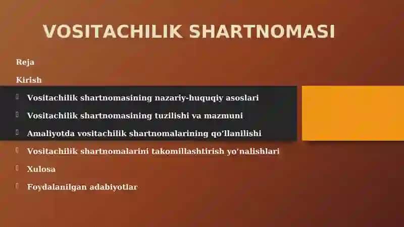 Vositachilik Shartnomasi