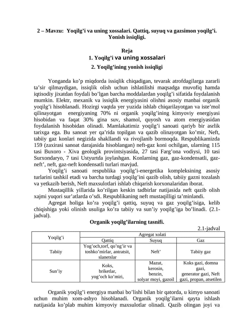 Yoqilg’i va uning xossalari 1