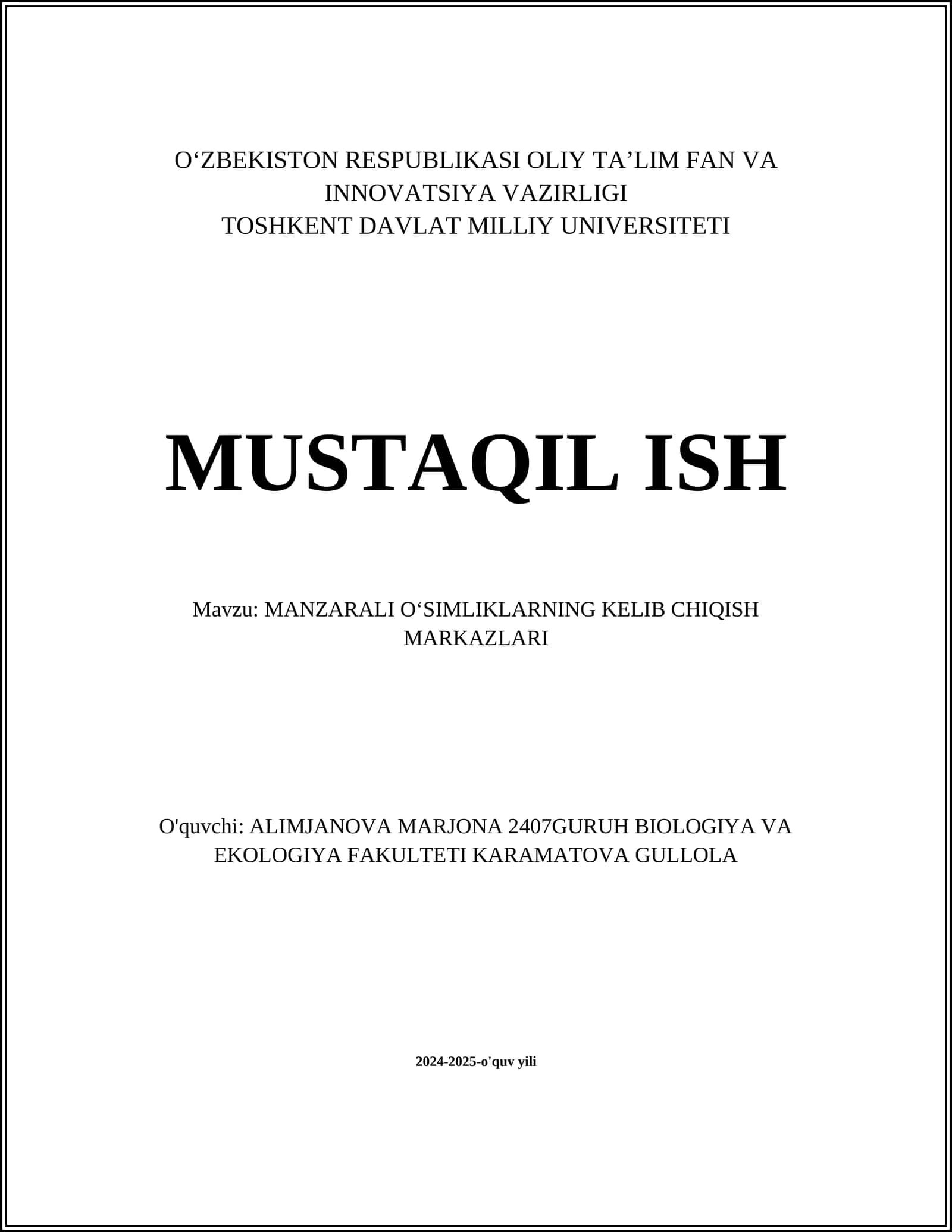 MANZARALI OʻSIMLIKLARNING KELIB CHIQISH MARKAZLARI 1
