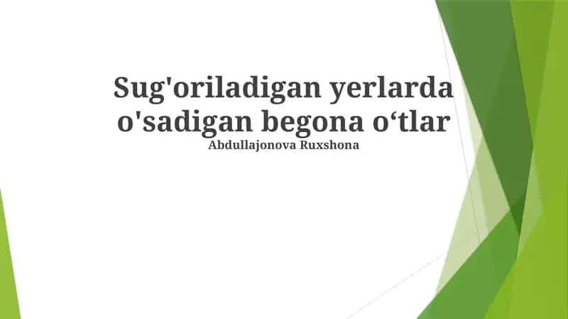Sug'oriladigan yerlarda o'sadigan begona oʻtlar 1