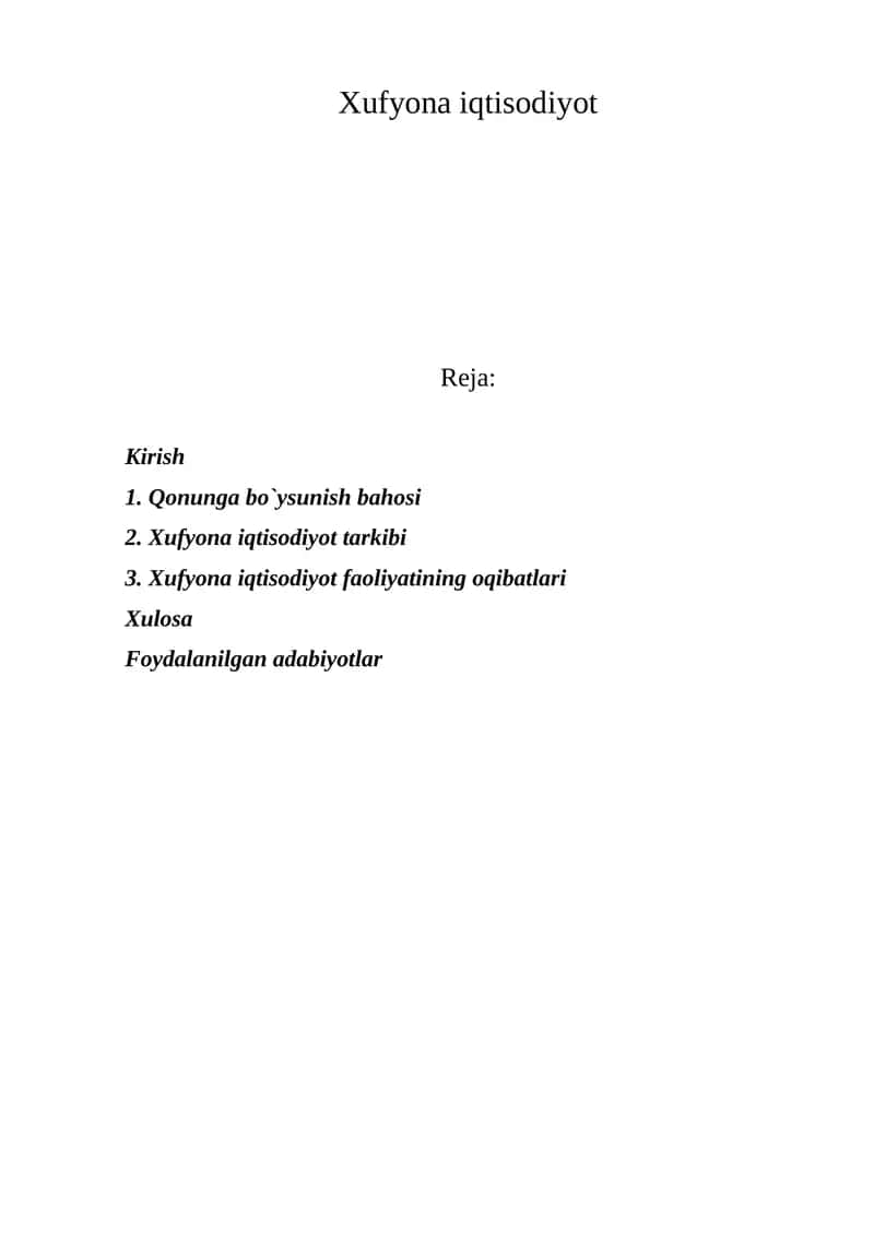 Xufyona iqtisodiyot 1