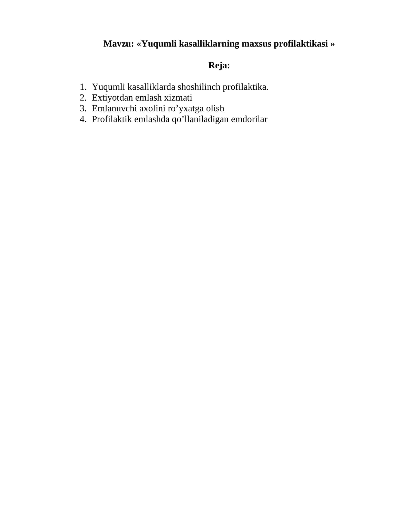 Yuqumli kasalliklarning maxsus profilaktikasi 1