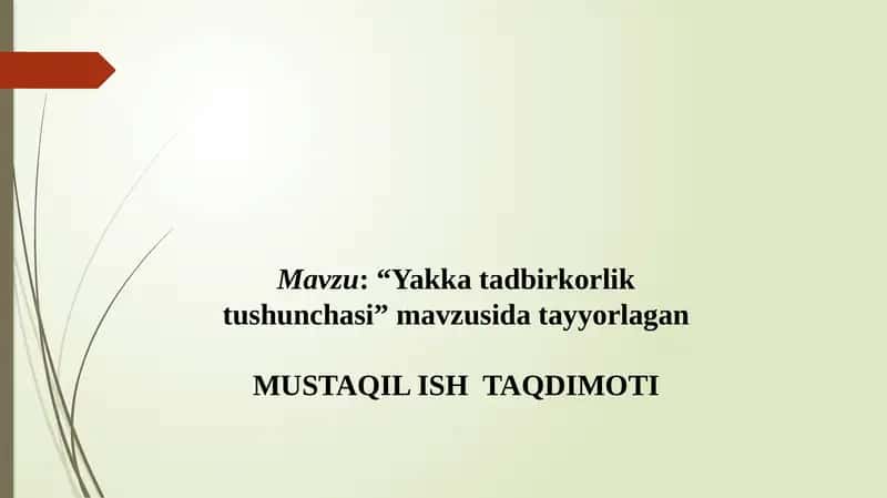 Yakka tartibdagi tadbirkorlik 1