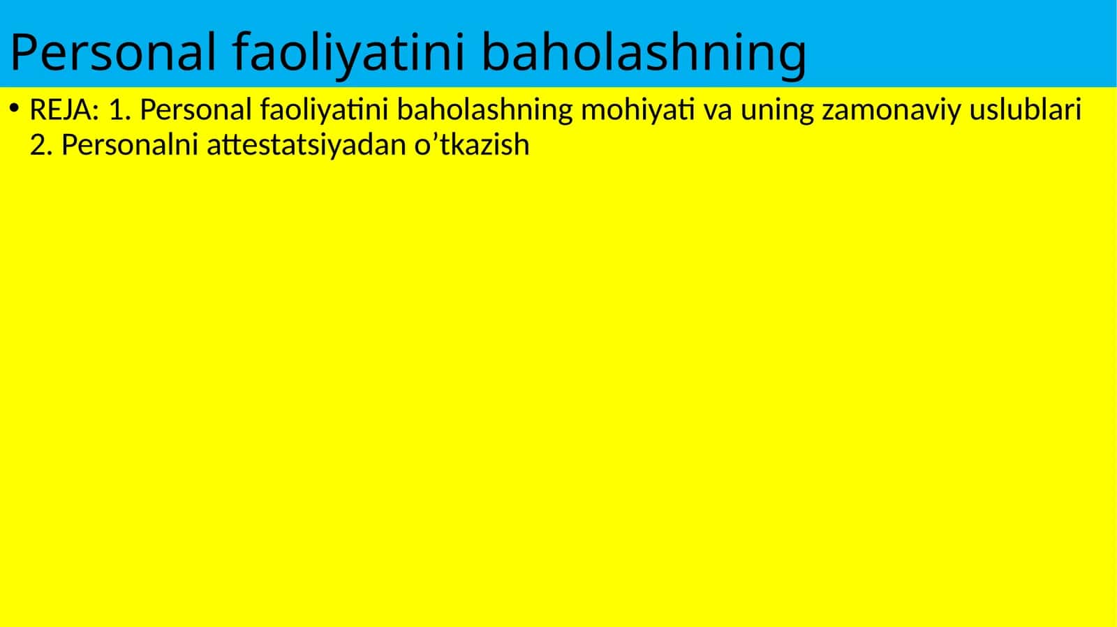 Personal faoliyatini baholash 1