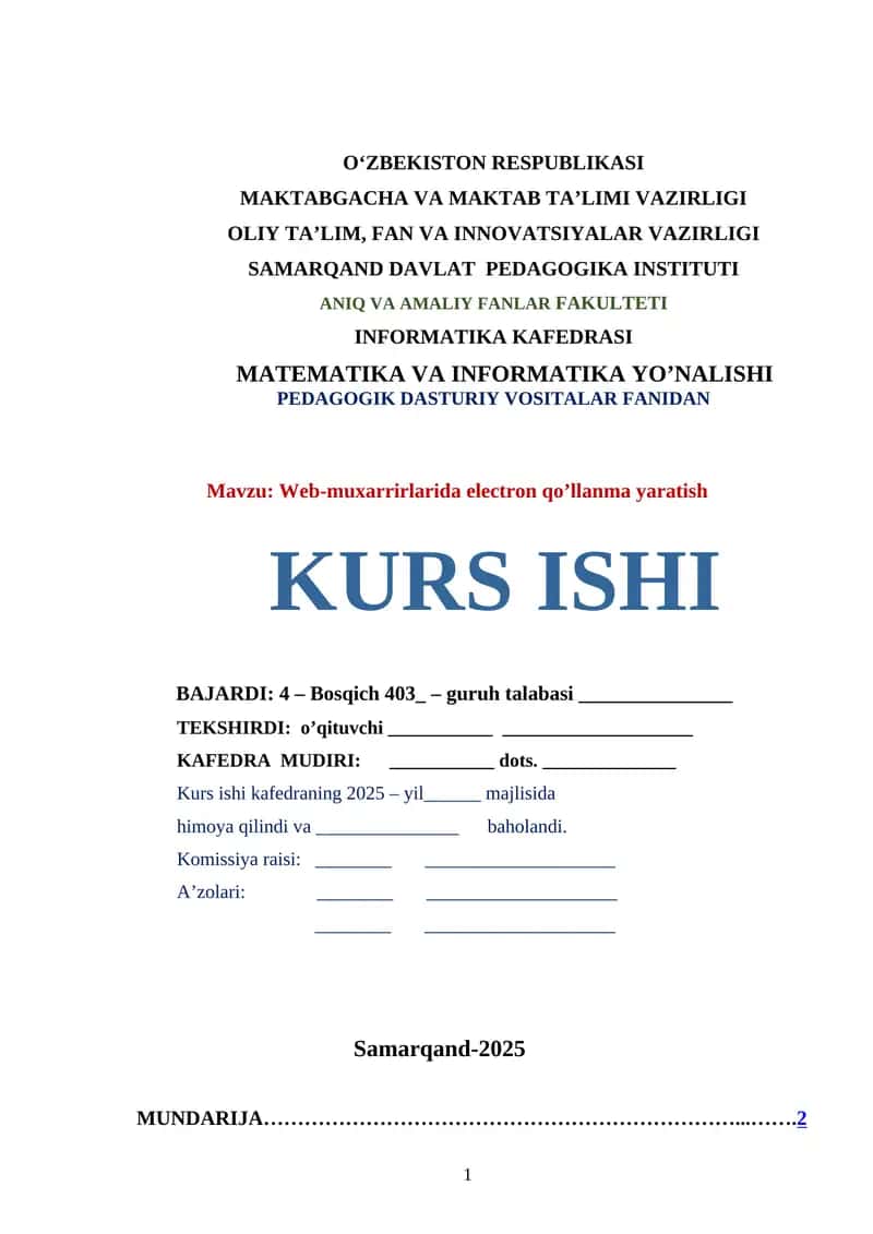 Web-muharrirlarida electron qo’llanma yaratish 1