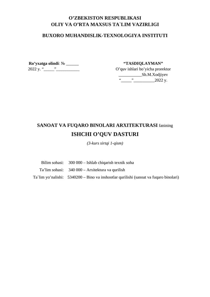 Sanoat va Fuqaro Binolari Arxitekturasi 1