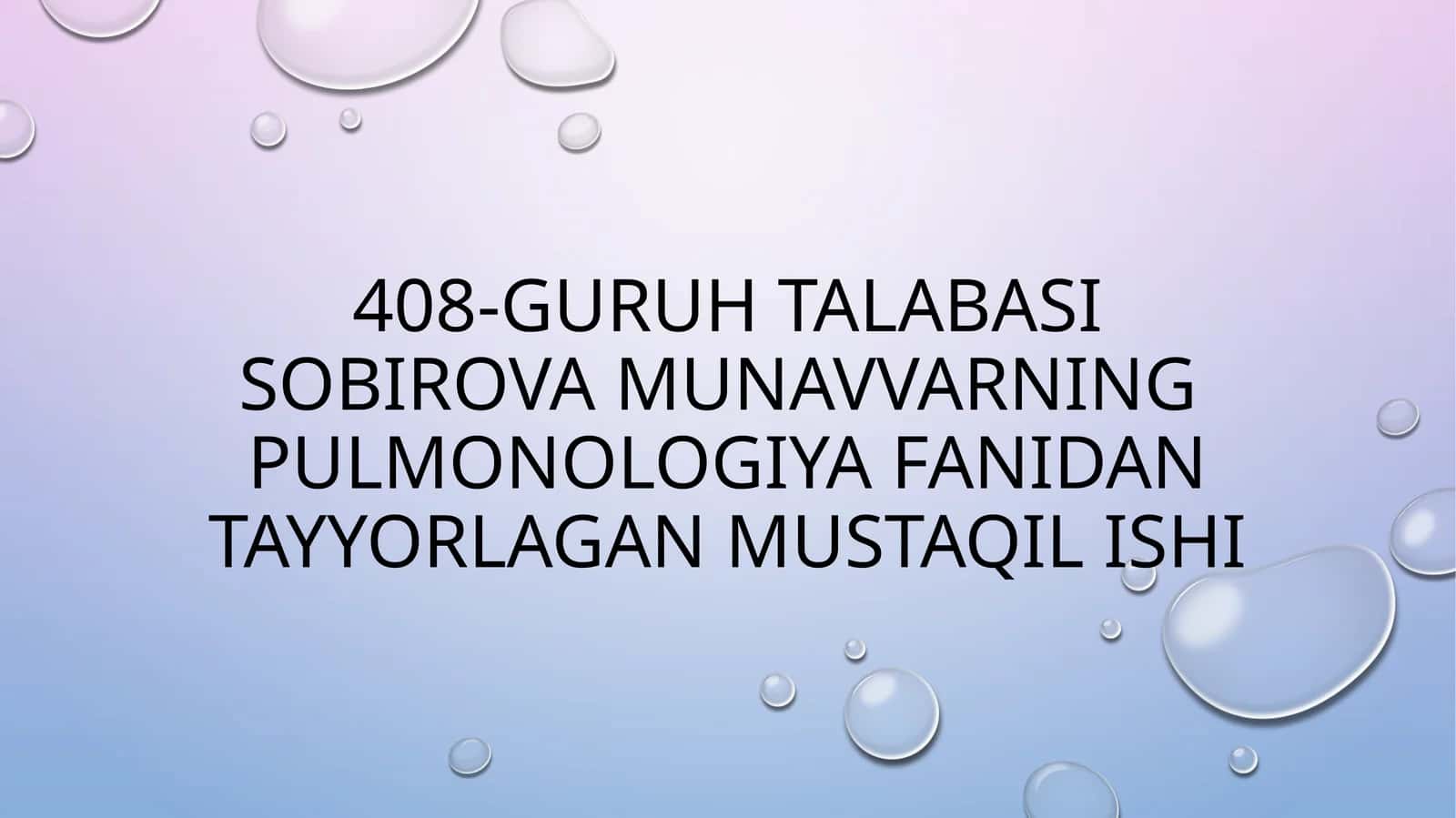 O’pka yallig’lanishining qiyosiy tashxislash 1