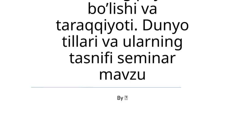 Jahon Tillari va ularning Tasniflash 1