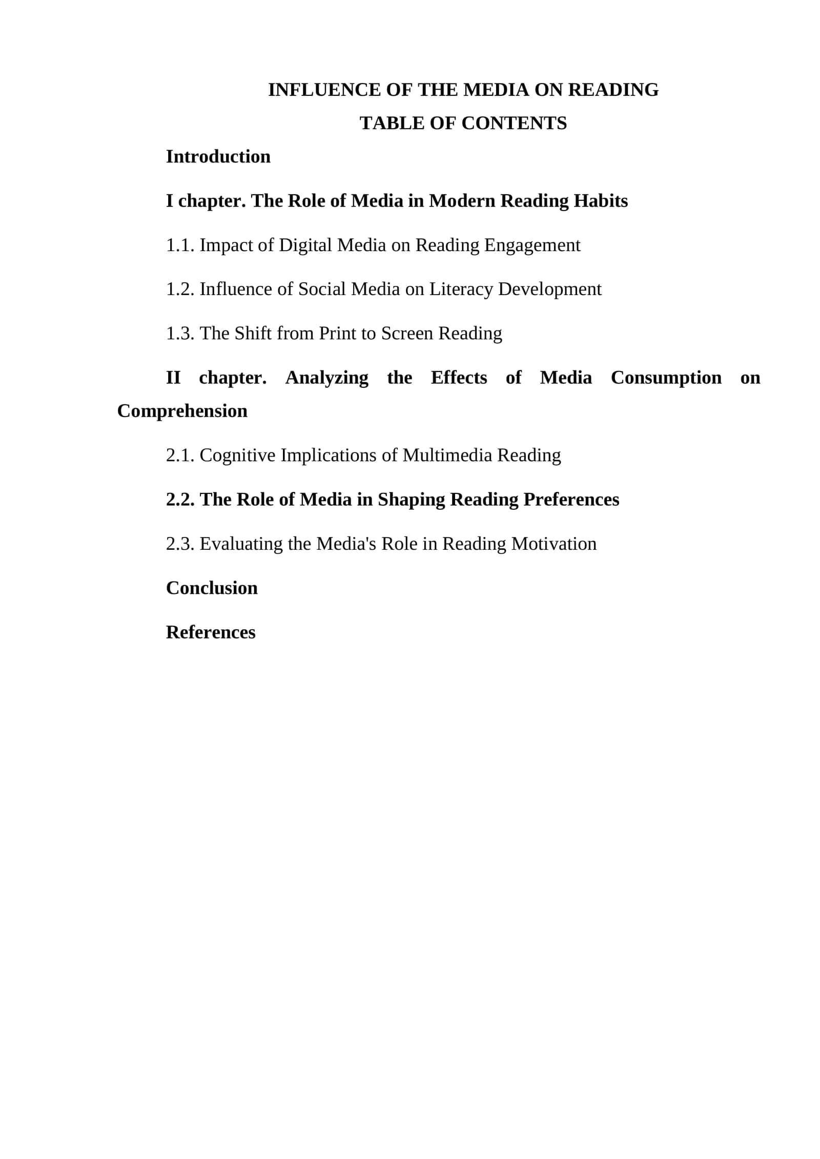 INFLUENCE OF THE MEDIA ON READING 1