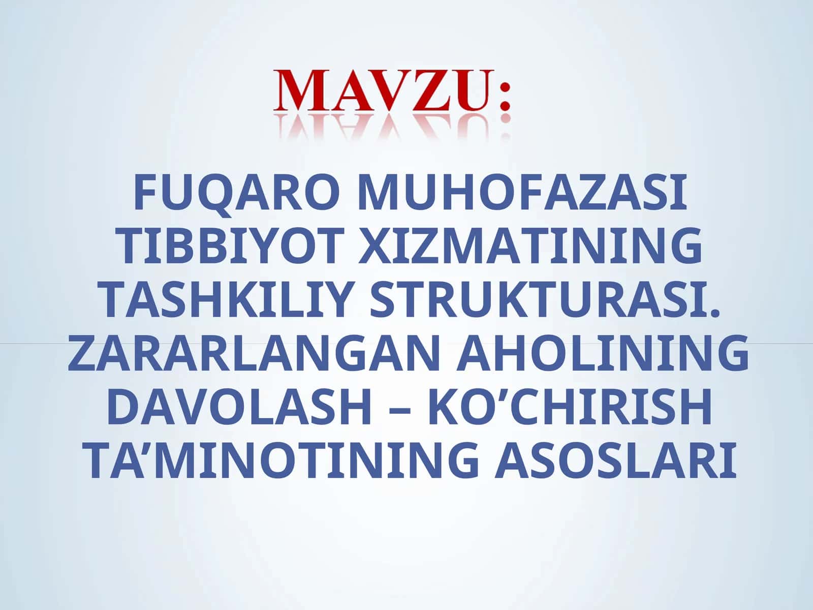 FUQАRО MUHОFАZАSI TIBBIYOT ХIZMАTI 1