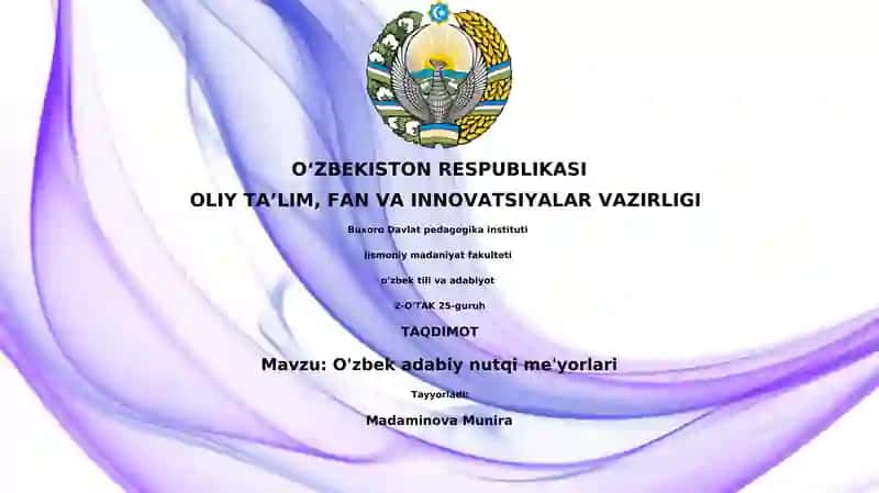 O'zbek adabiy nutqi me'yorlari