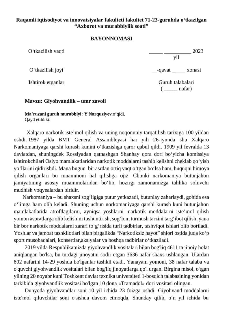 Axborot va murabbiylik soati 1
