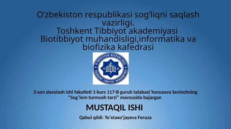 "Sog’lomturmush tarzi" 1