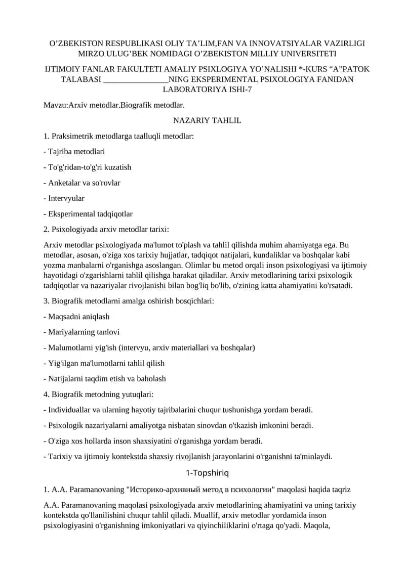 :Arxiv metodlar.Biografik metodlar 1