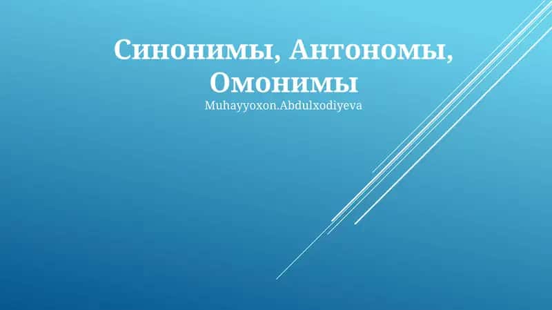 Синонимы, Антонимы, Омонимы 1