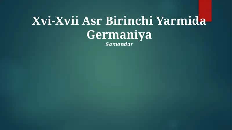 Xvi-Xvii Asr Birinchi Yarmida Germaniya 1