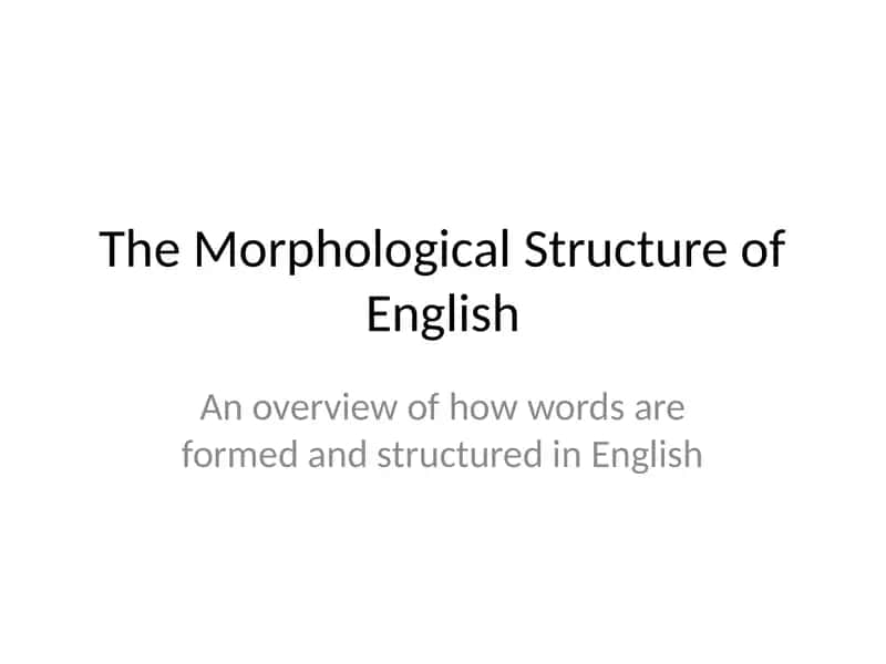 The Morphological Structure of English 1
