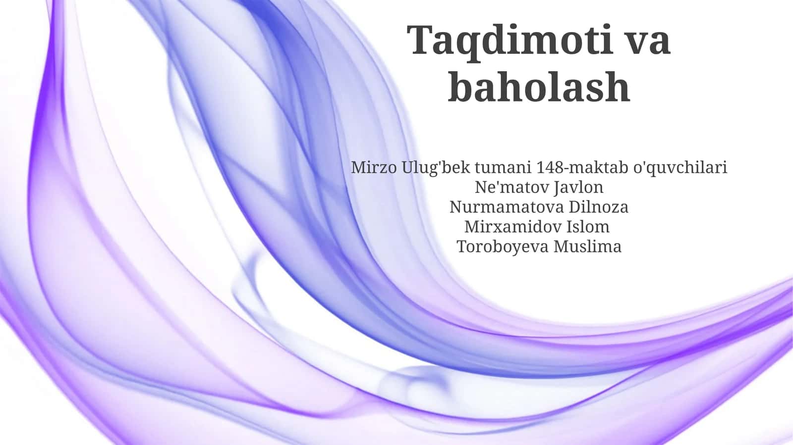 Taqdimoti va baholash 1