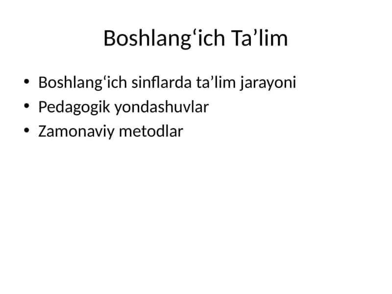 Boshlang‘ich Ta’lim 1
